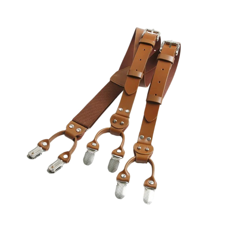Suspenders Clip Men - 2.5 Cm Lederen Elasticiteit Heren Bretels