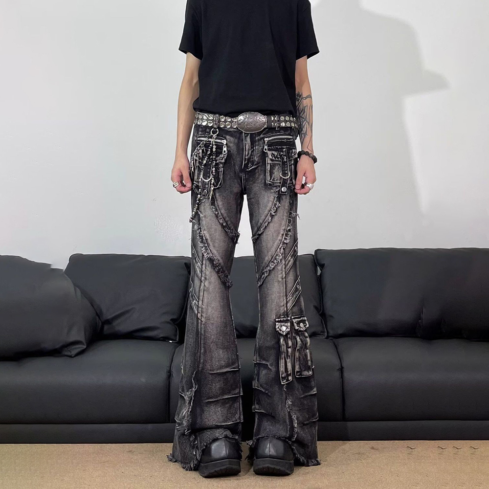 Men'S Fashion Jeans And Boots - Heren Tassel Pocket Versierde Y2k Jeans