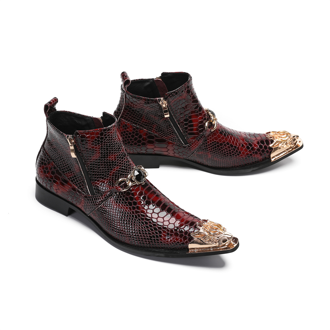 Mens Fashion Dress - Modieuze metalen spitse neus enkellaarzen van