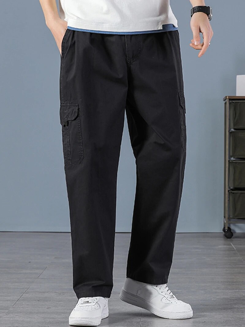 Men'S Fashion Overalls - Heren 100% Katoen Rechte Zwarte Joggers