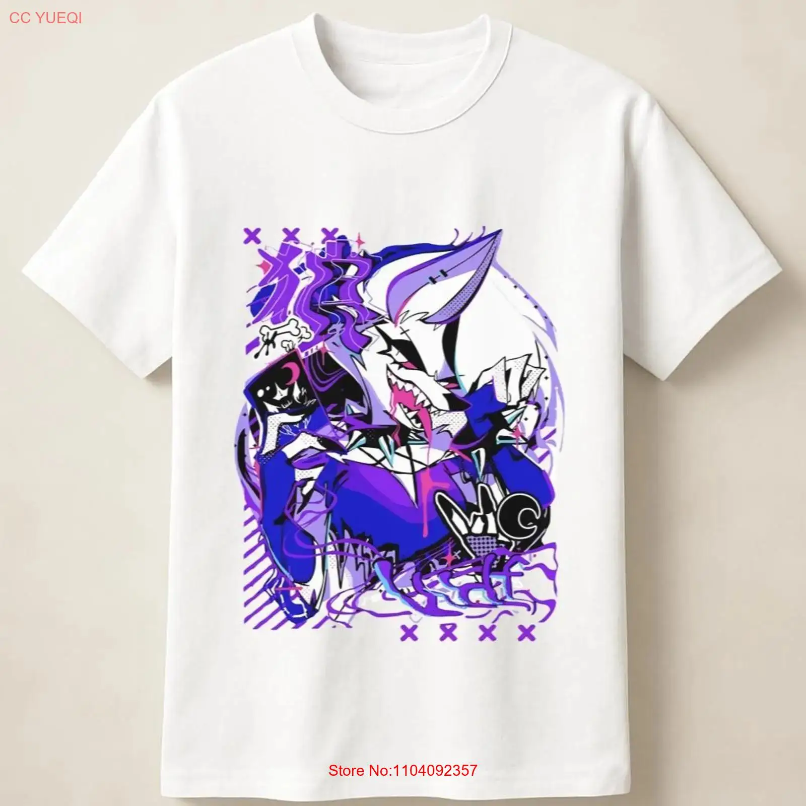 Poster Men Fashion - Paarse Anime Wolf in Graffiti Poster