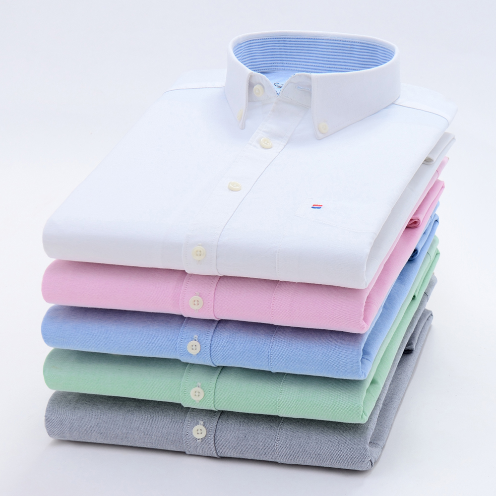 Men'S Fashion Over 60 - Heren geruite gestreepte Oxford lange mouwen