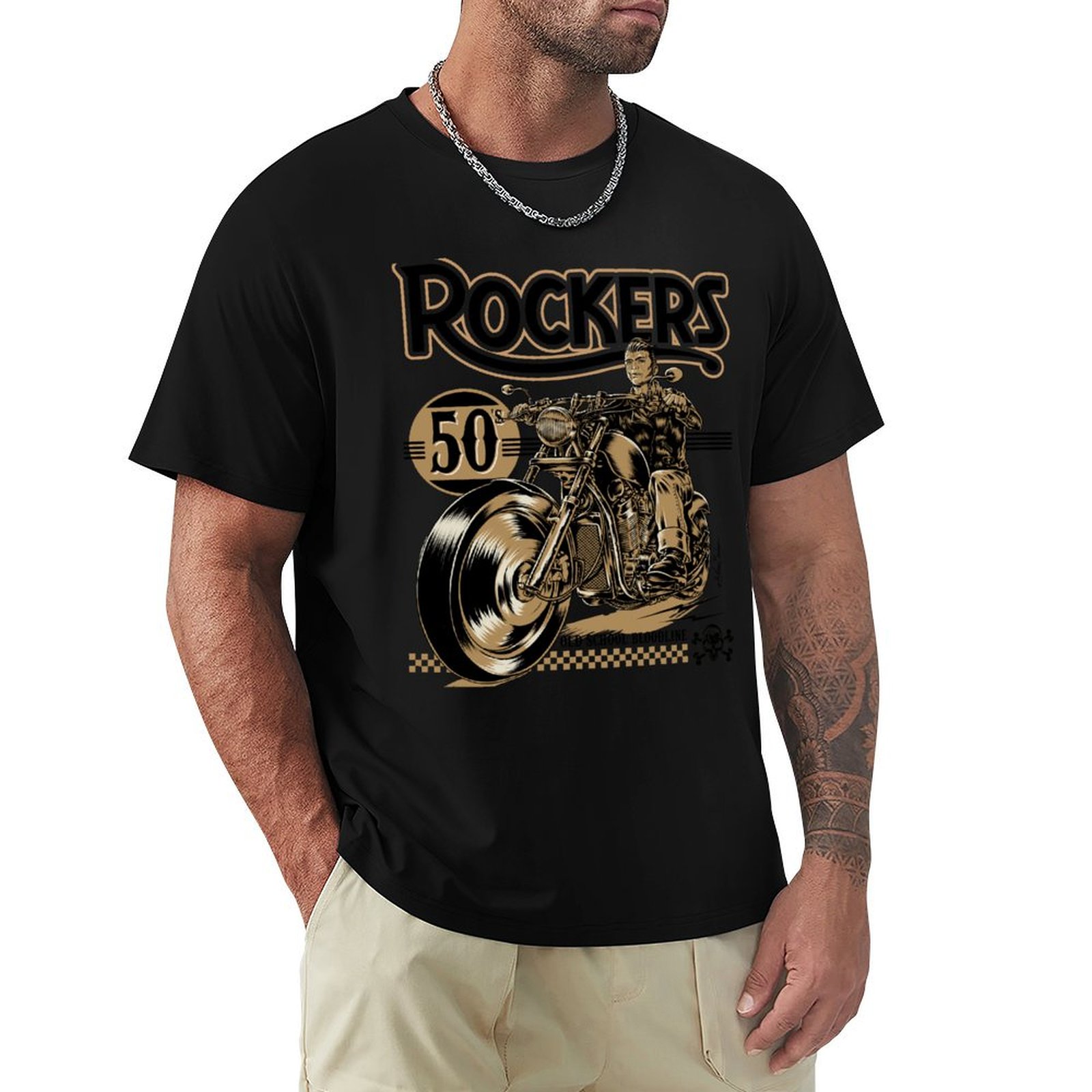 Mens Fashion In The 50S - Rockers 50s T-Shirt Zomermode Casual T-shirt