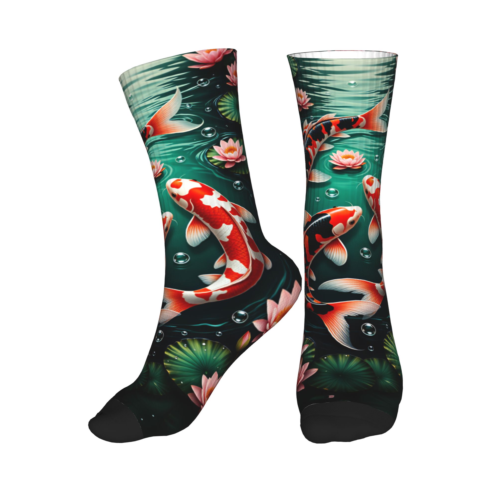 Mens Fashion Dress - Drie Koi Lotus Dark Pond Feng