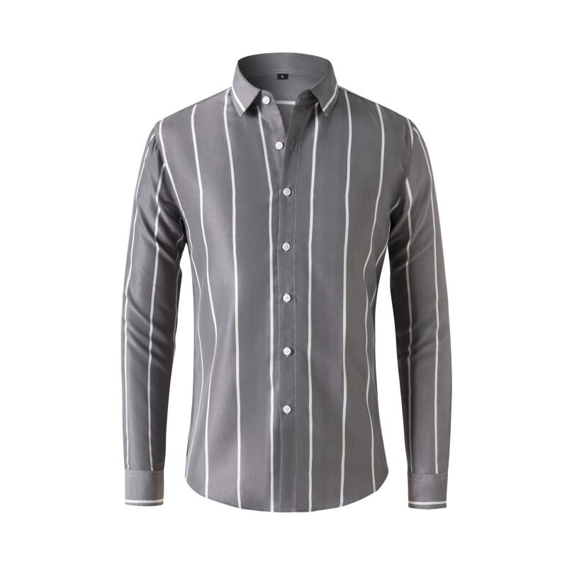 Mens Fashion Dress - Heren gestreept overhemd met lange mouwen,