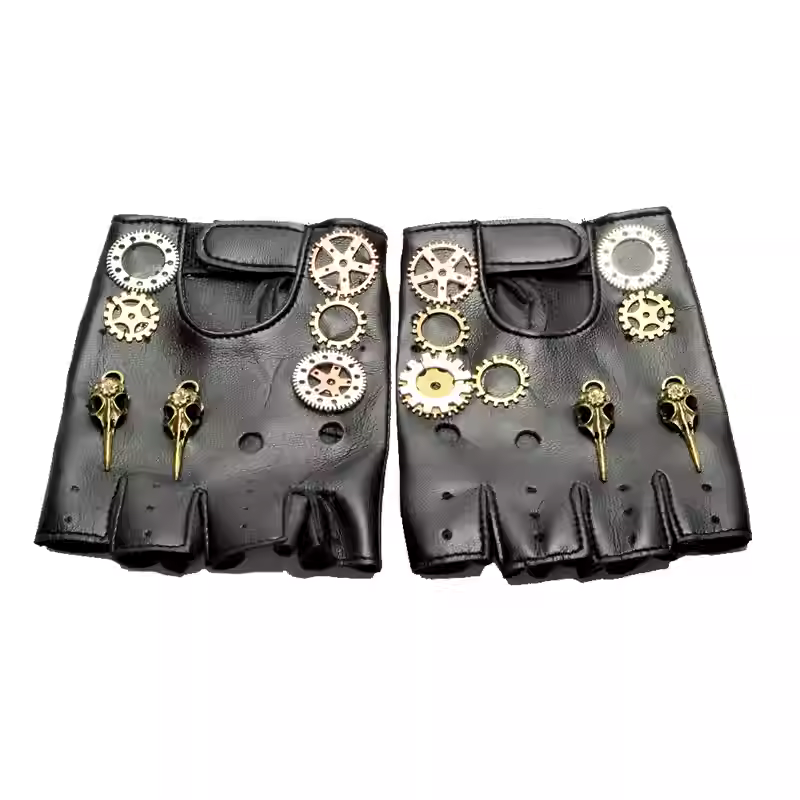 Men'S Fashion Gloves - Steampunk PU lederen vingerloze kompashandschoenen heren