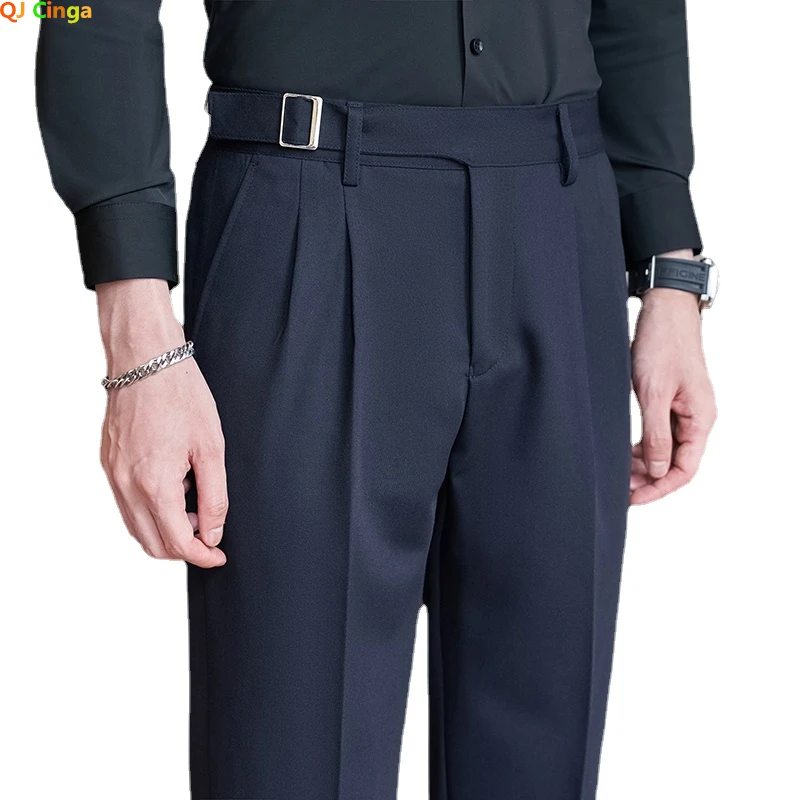 Men'S Fashion Khaki Pants - Marineblauwe herenpakbroek, wit-zwarte broek, grijze kaki