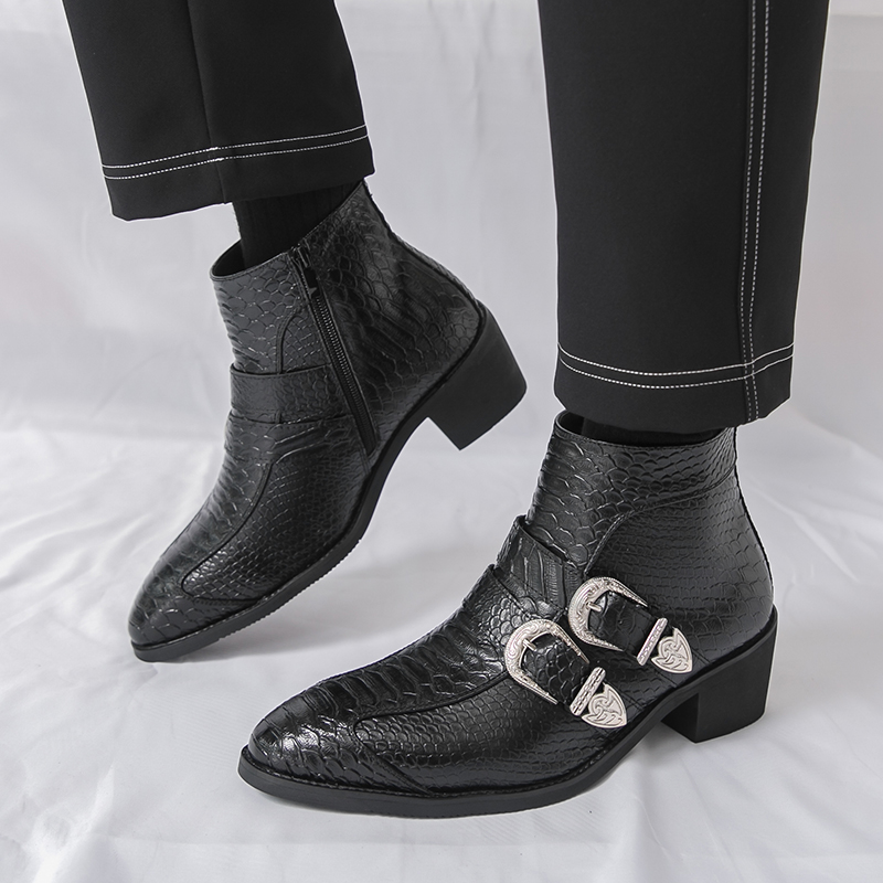 Heren hoge laarzen PU riemgesp - Belt Mens Fashion recensie en prijs