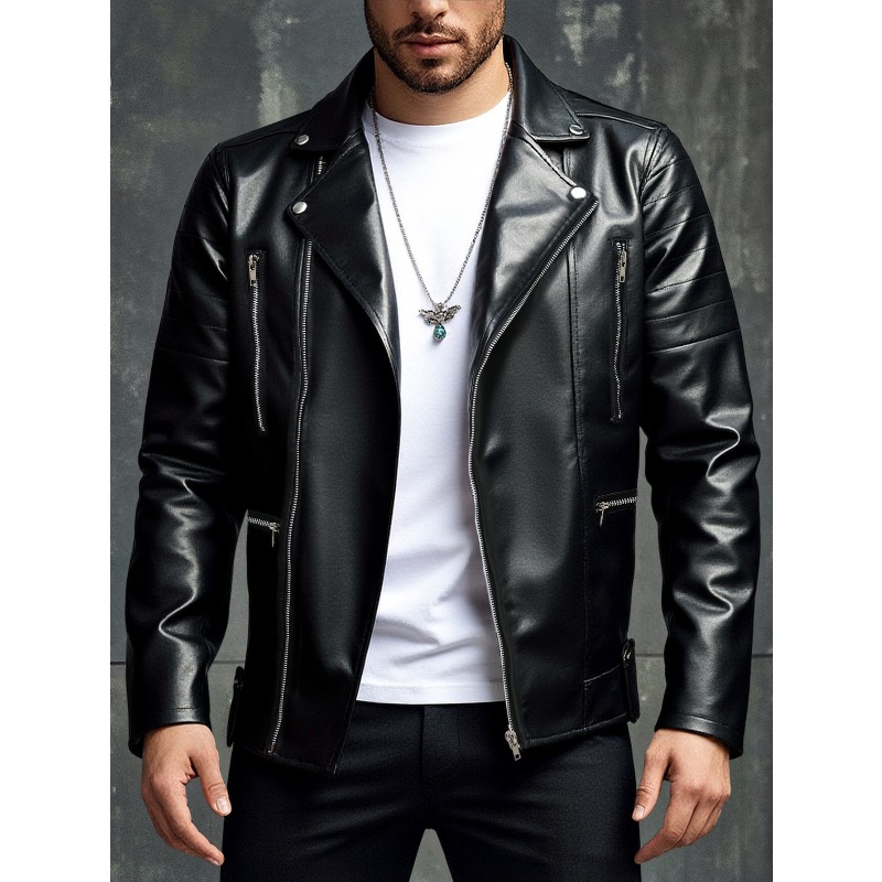 Nieuwe leren herenjas mode eff - Men'S Fashion Leather Jacket recensie en prijs