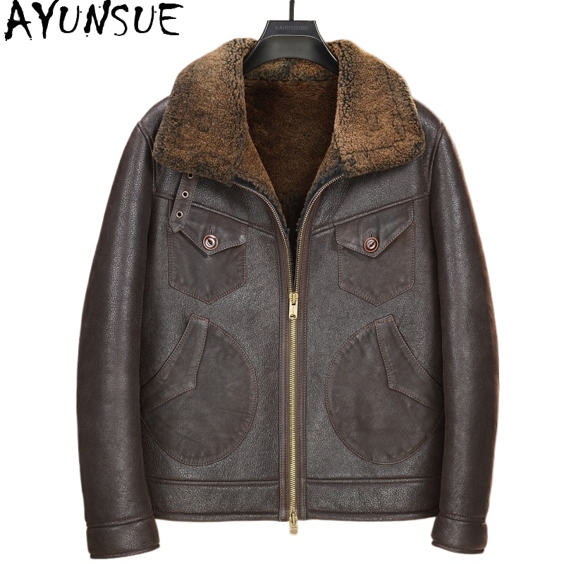 AYUNSUE 100% Natuurlijke Bontj - Men'S Fashion Leather Jacket recensie en prijs